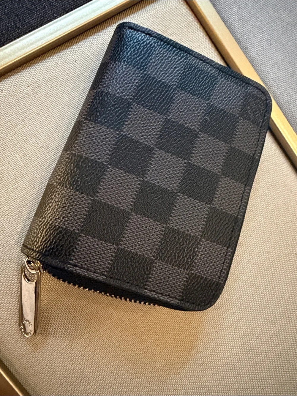 Louis Vuitton Damier Graphite Zip Card Holder Coin Wallet Black Gray